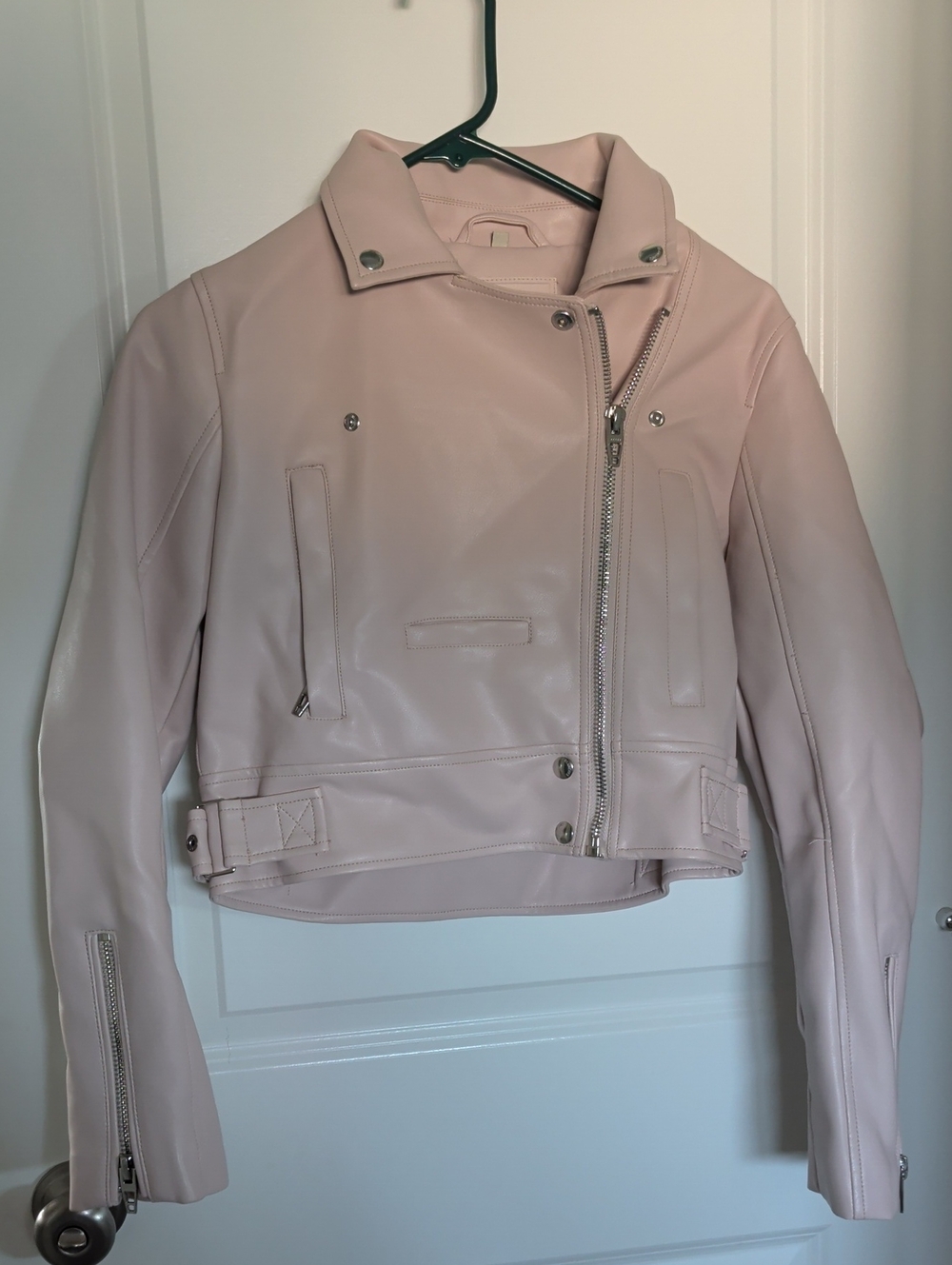 Blank NYC Blush Pink Faux Leather Moto Jacket
